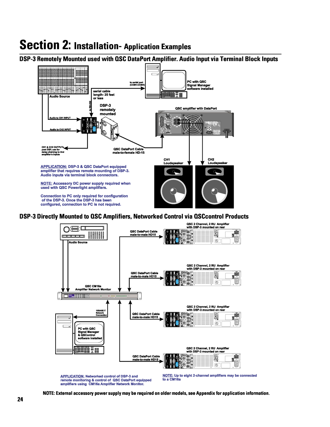 QSC Audio DSP-3 manual Installation- Application Examples 