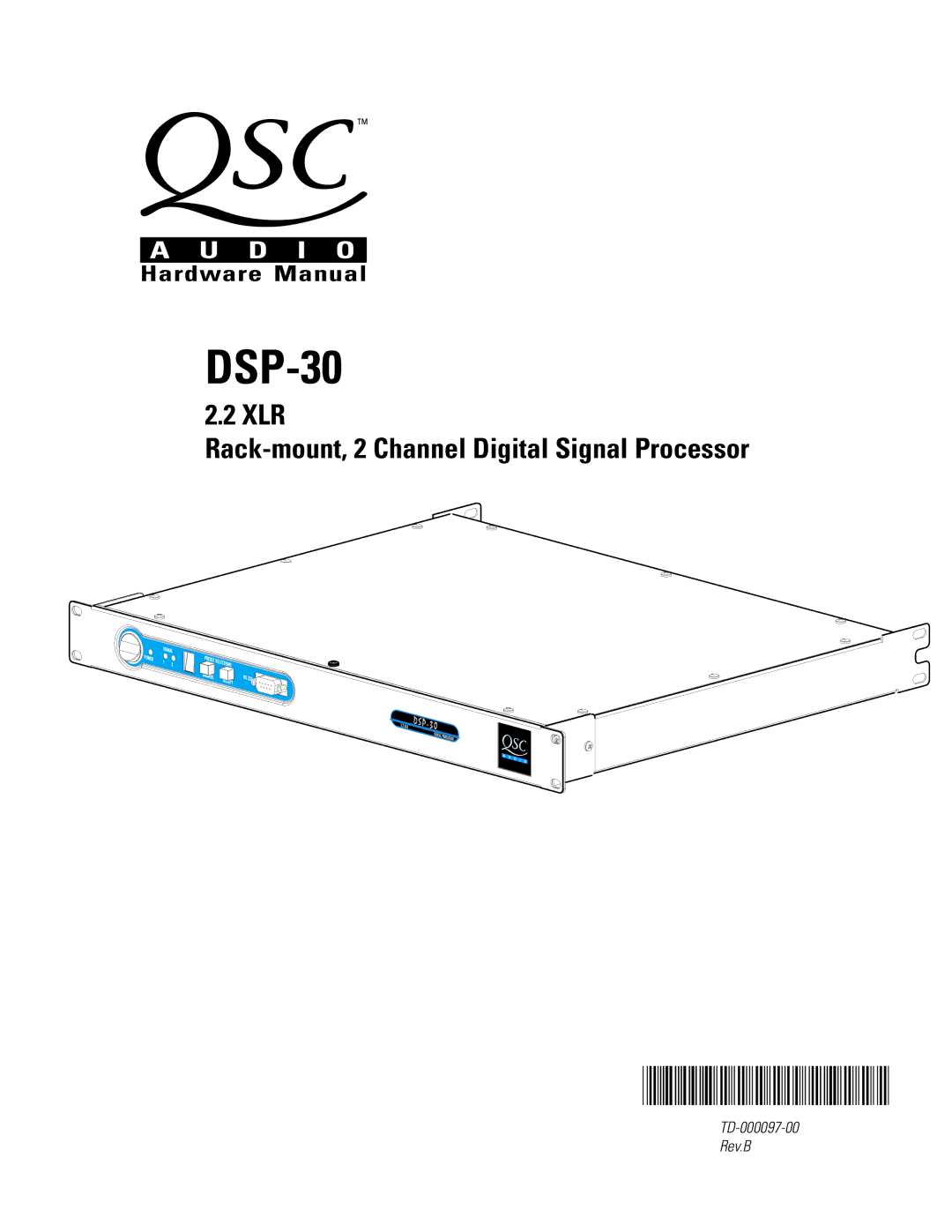 QSC Audio HPR152F, HPR153F, HPR151W, HPR181W manual DSP-30, Hardware Manual 