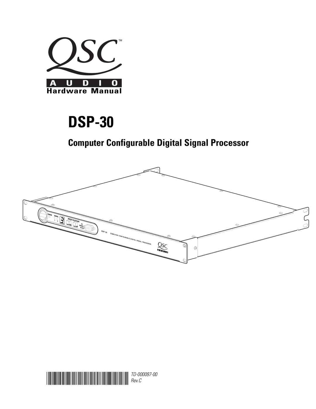 QSC Audio DSP-30 manual Hardware Manual 