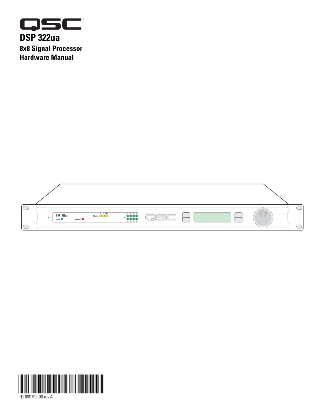 QSC Audio DSP 322UA manual TD-000199-00, 8x8 Signal Processor Hardware Manual 