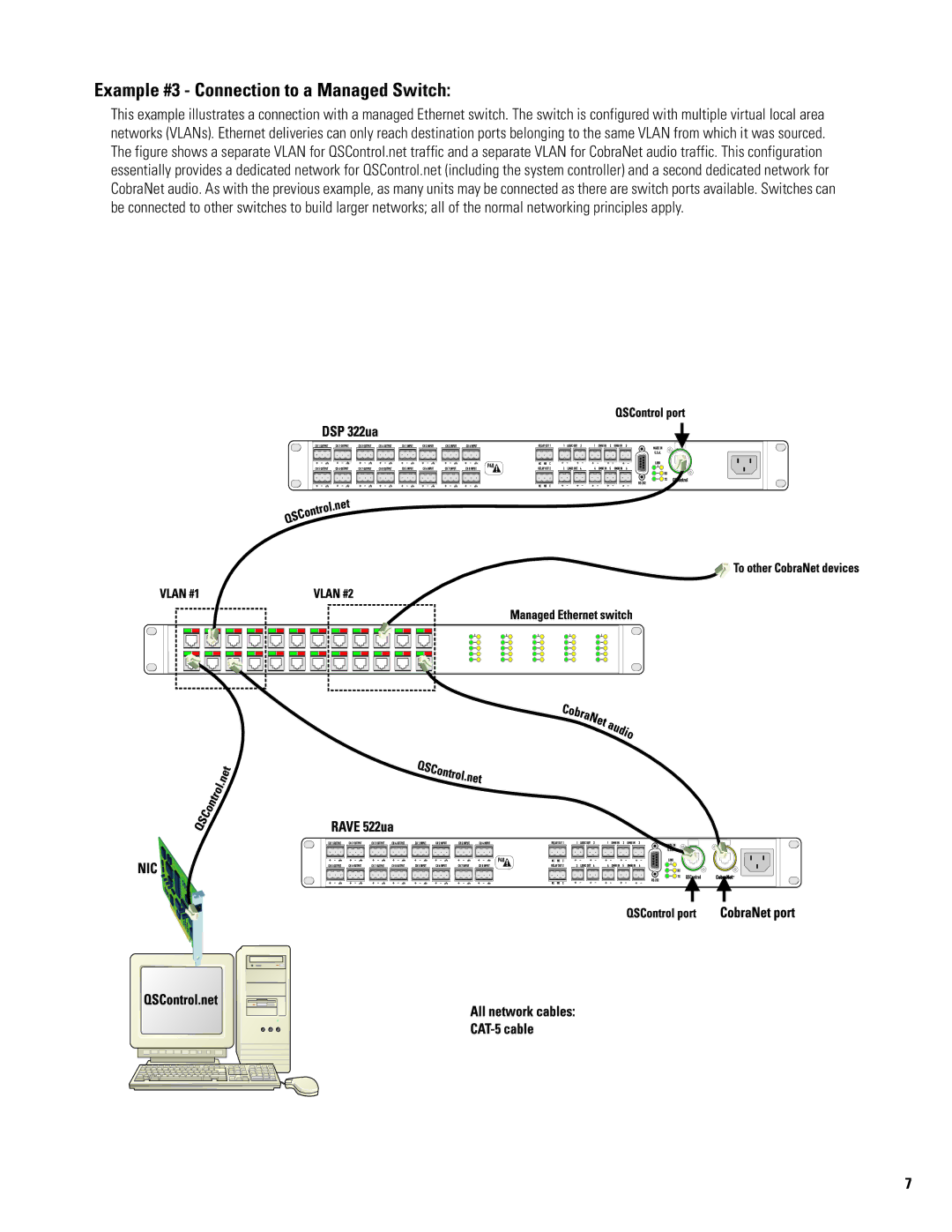 QSC Audio DSP 322UA manual Example #3 Connection to a Managed Switch 