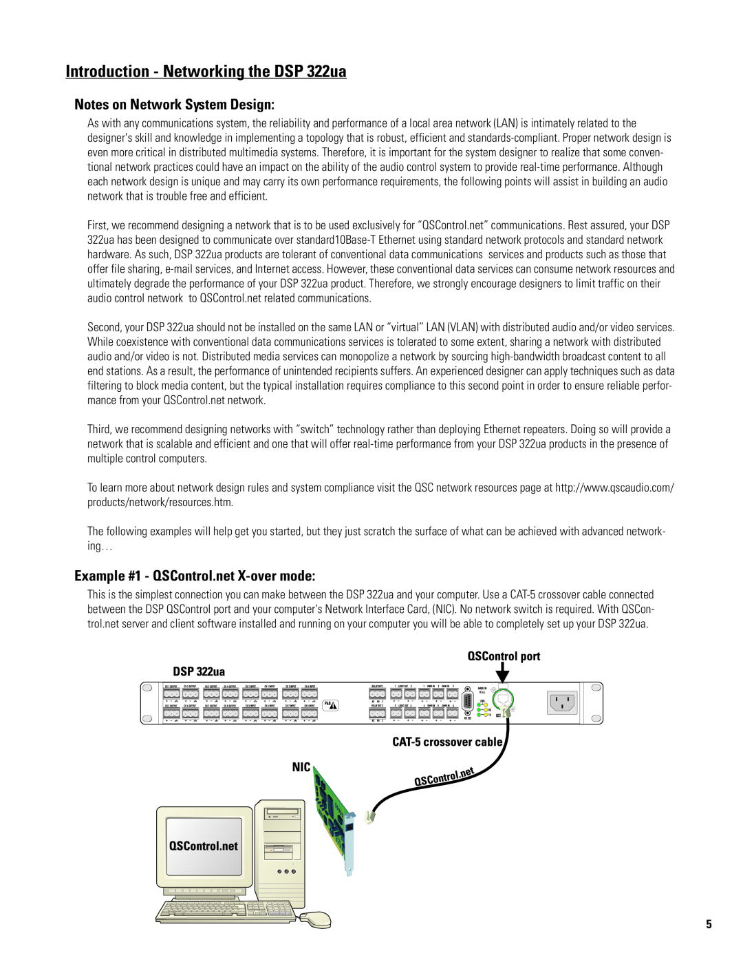 QSC Audio DSP 322UA manual Introduction - Networking the DSP 322ua, Notes on Network System Design 