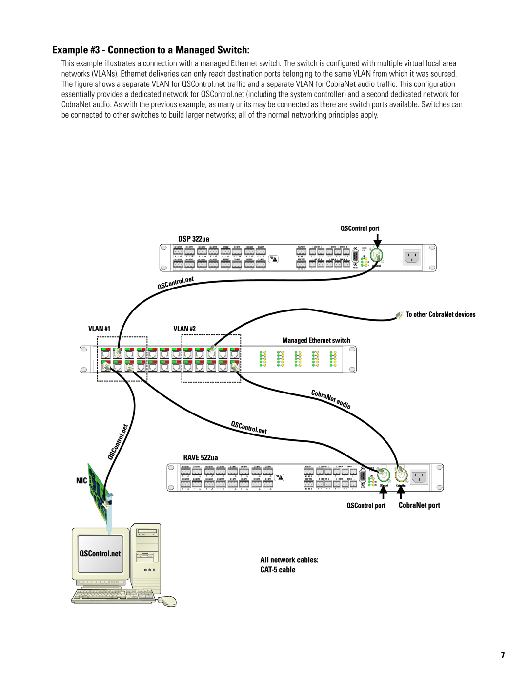 QSC Audio DSP 322UA manual Example #3 - Connection to a Managed Switch 