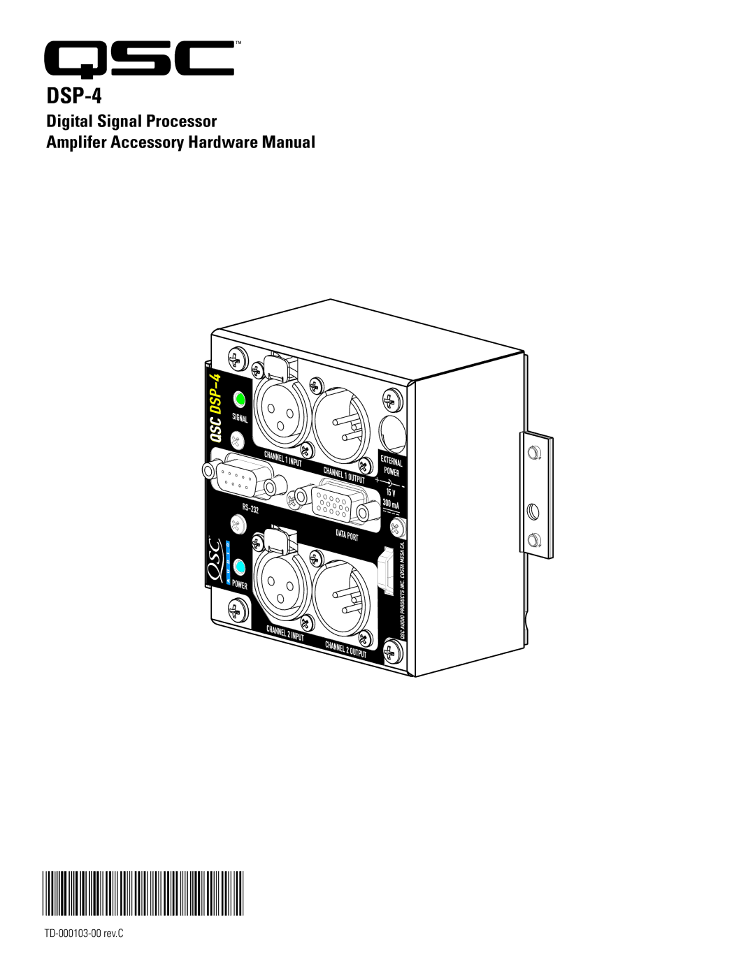 QSC Audio DSP-4 manual TD-000103-00, Digital Signal Processor Amplifer Accessory Hardware Manual 