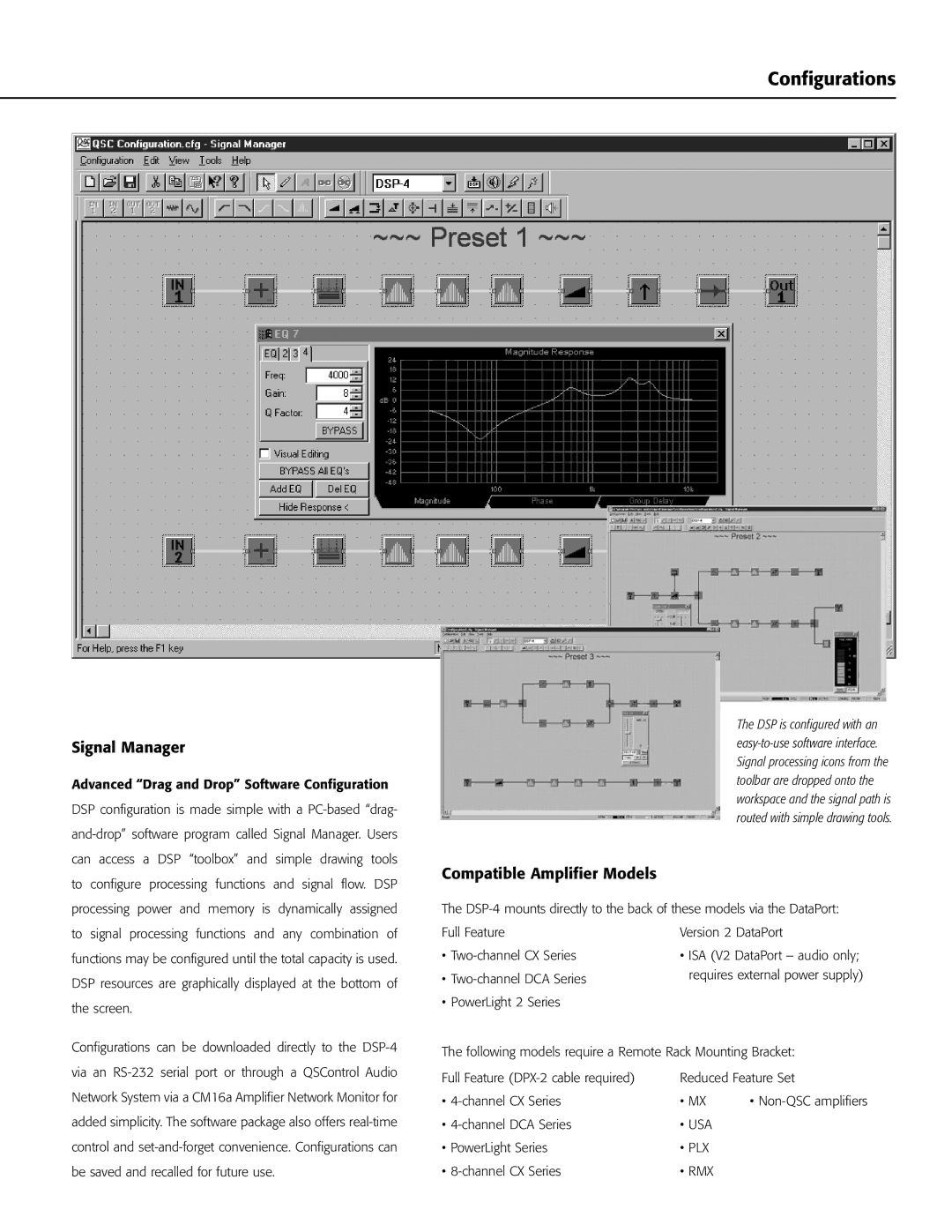 QSC Audio DSP-4 manual Configurations, Signal Manager 