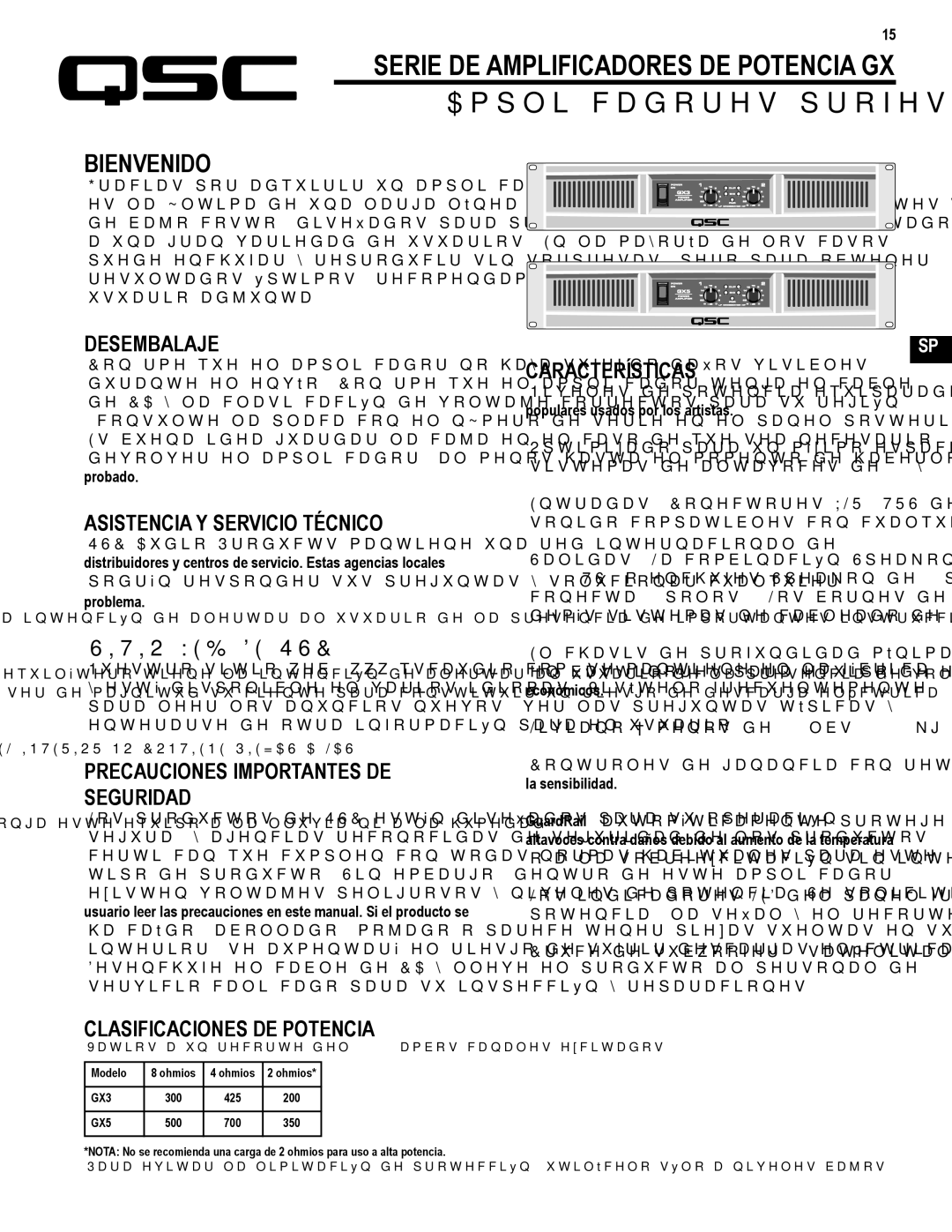 QSC Audio GX3 300, GX5 500 user manual Bienvenido, Desembalaje 