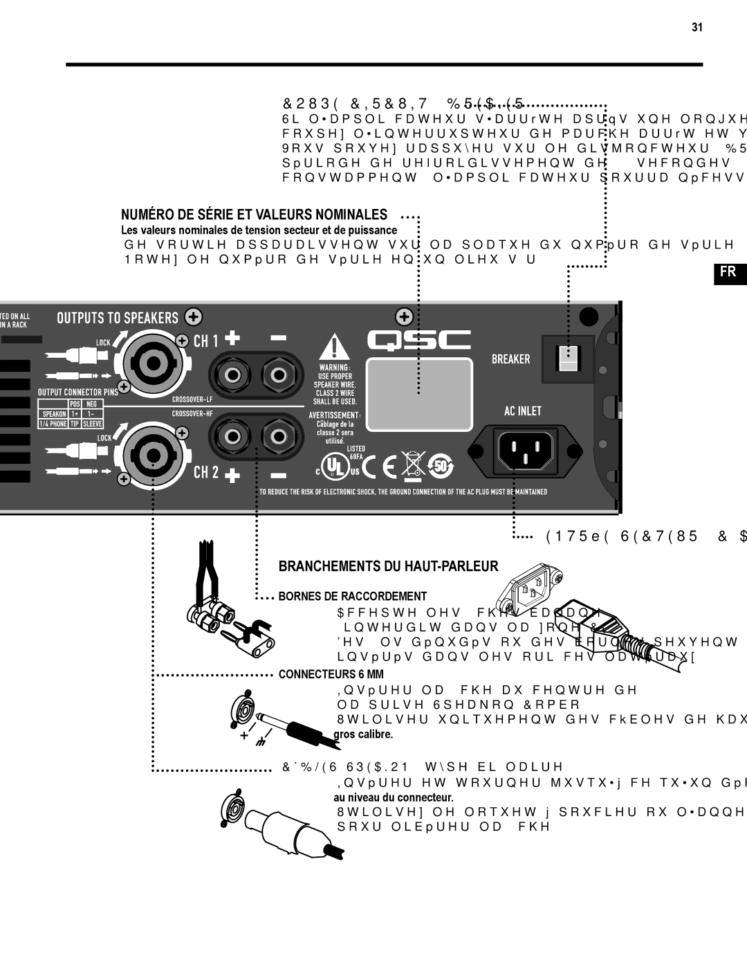 QSC Audio GX3 300, GX5 500 COUPE-CIRCUIT Breaker, Entrée Secteur C.A Branchements DU HAUT-PARLEUR, Bornes DE Raccordement 