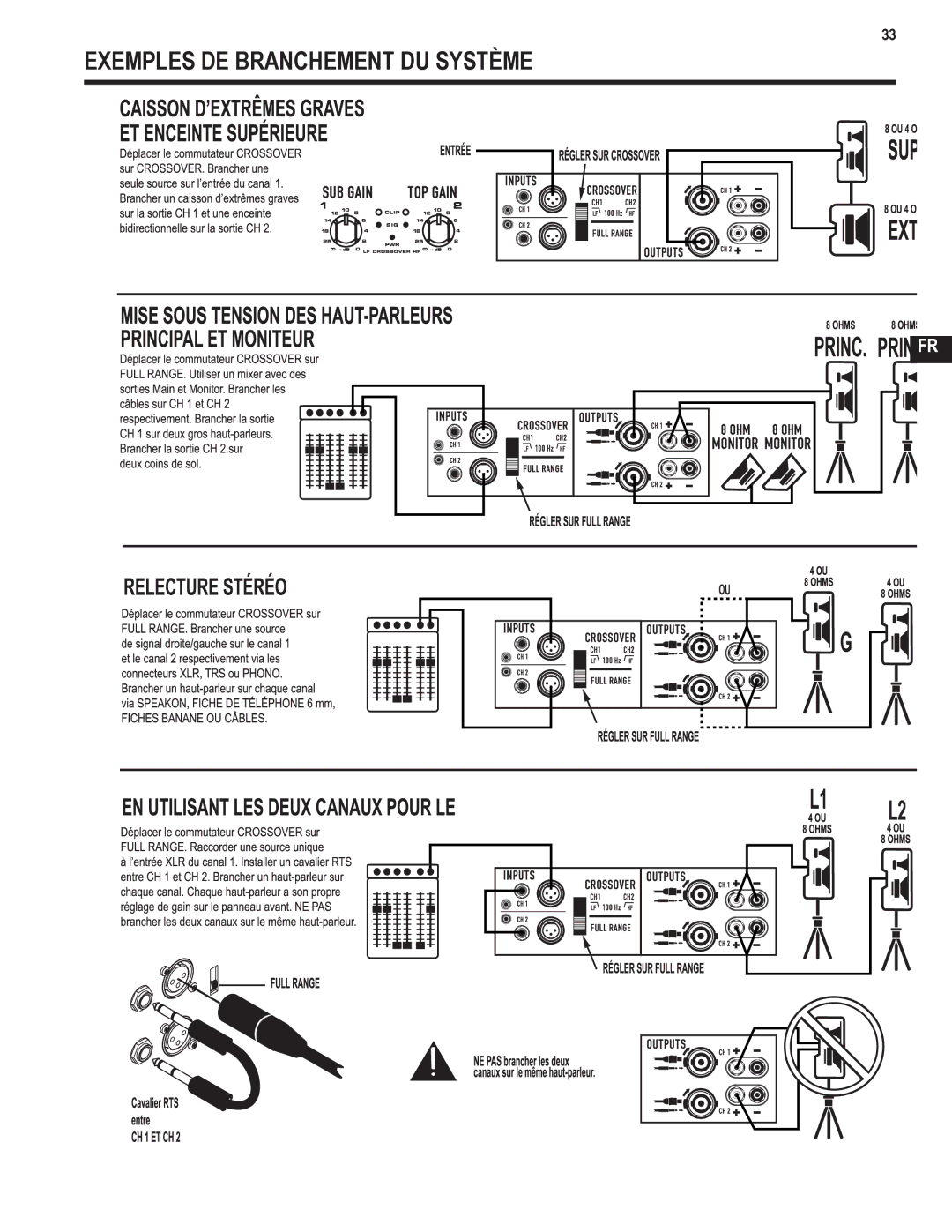 QSC Audio GX3 300, GX5 500 user manual Exemples DE Branchement DU Système 