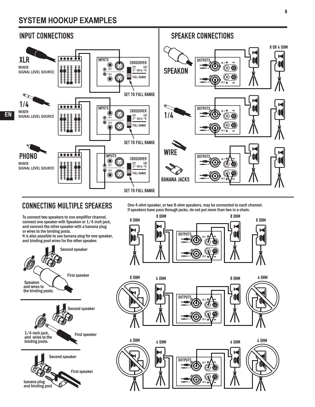 QSC Audio GX5 500, GX3 300 user manual System Hookup Examples 