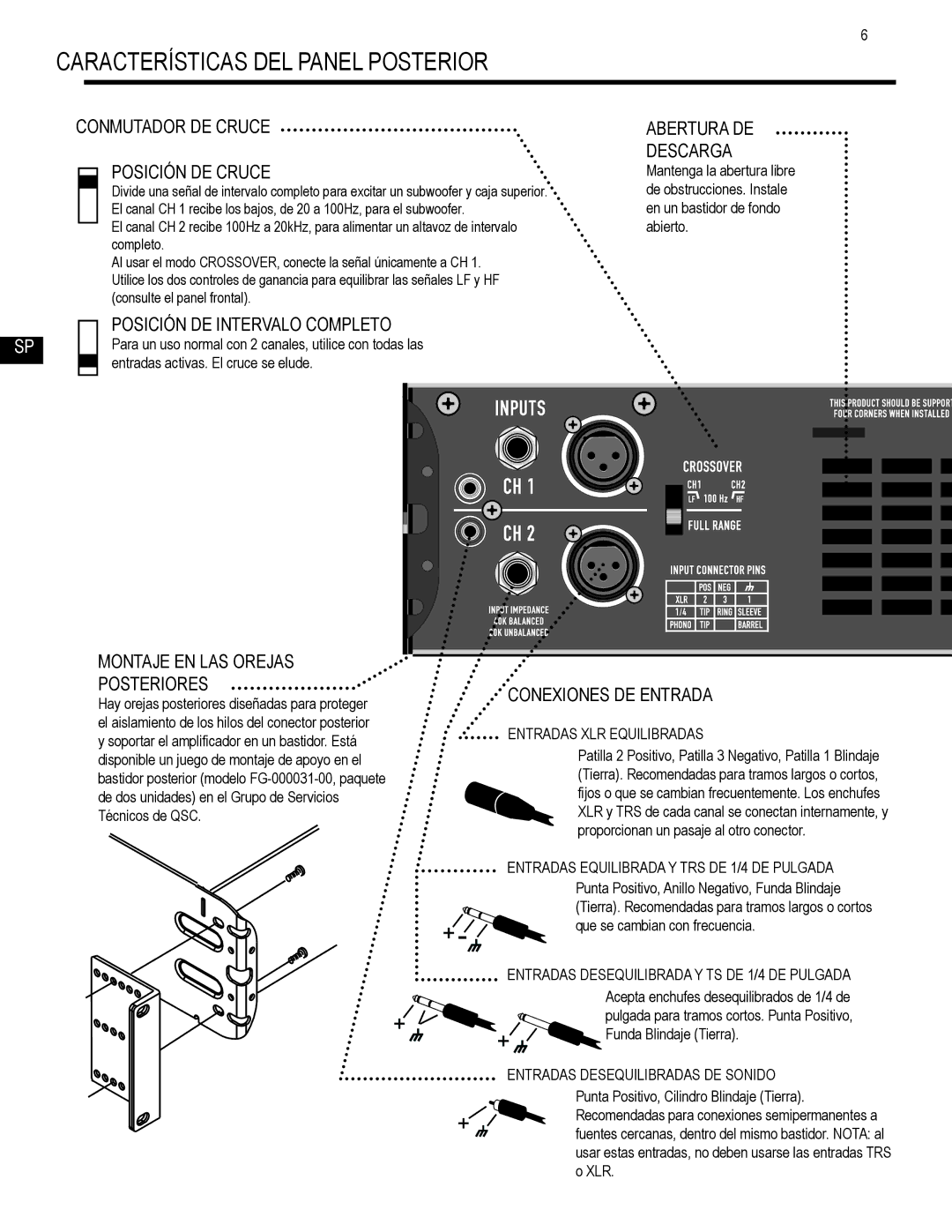 QSC Audio GX5, GX7, GX3 user manual Características DEL Panel Posterior 