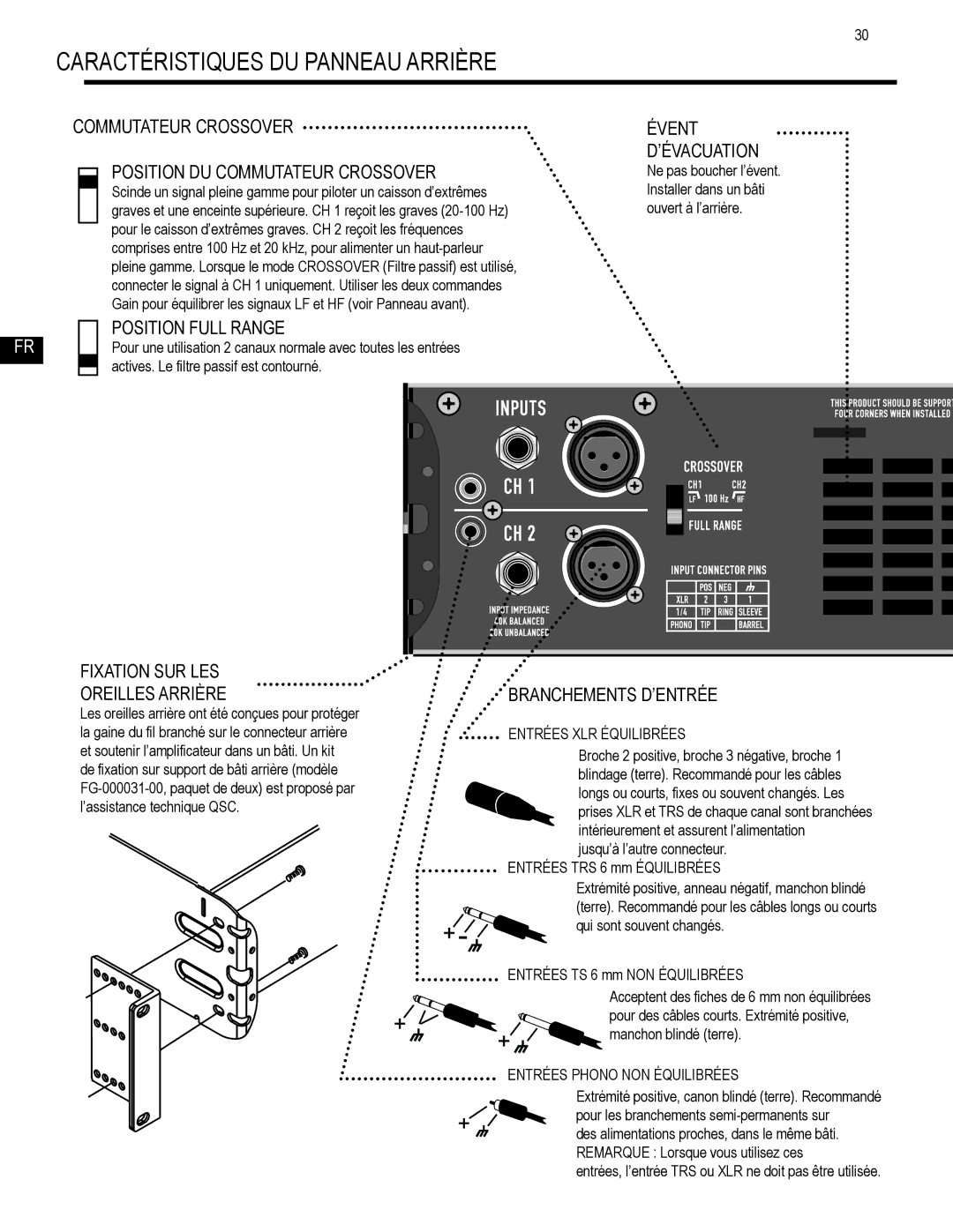 QSC Audio GX5, GX7, GX3 user manual Caractéristiques DU Panneau Arrière 