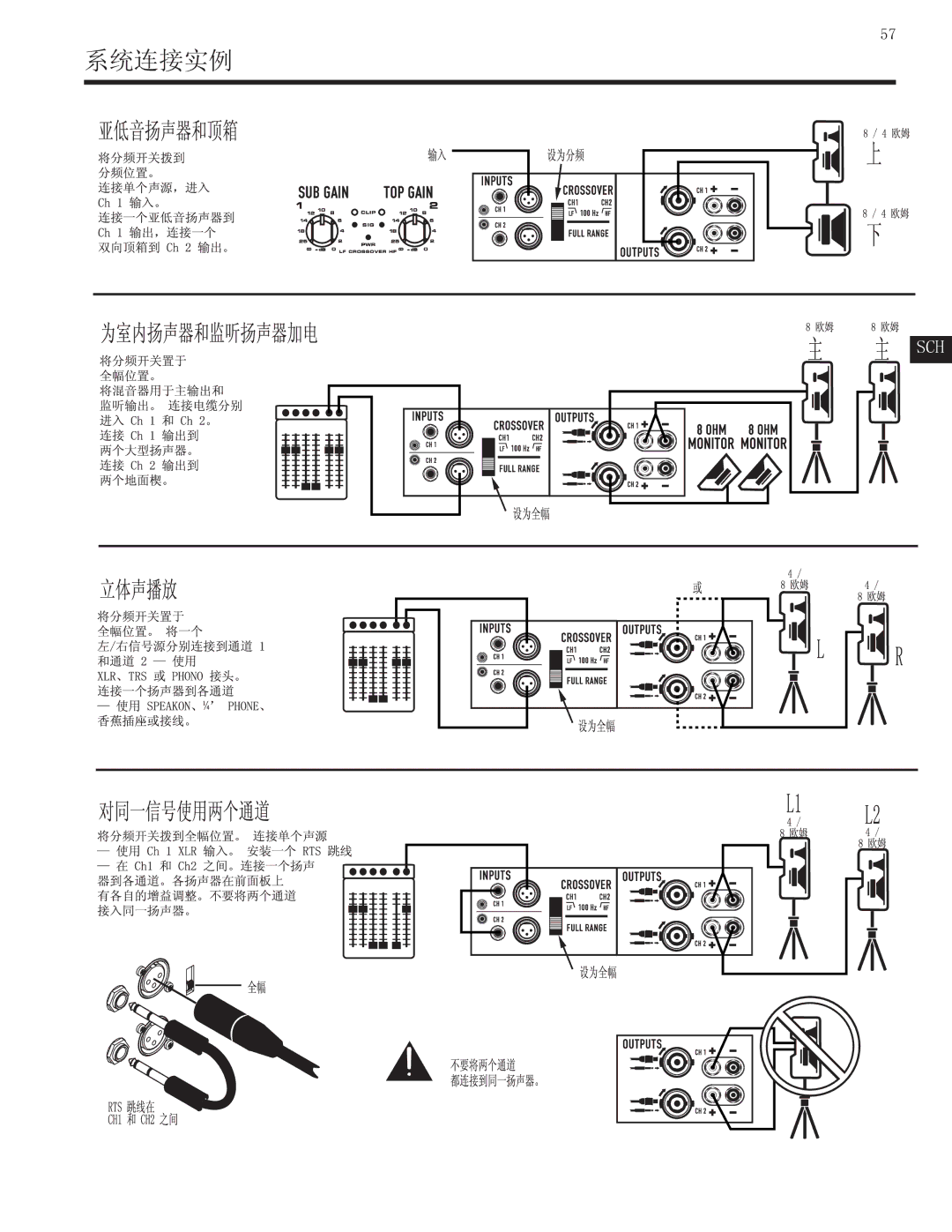 QSC Audio GX5, GX7, GX3 user manual 系统连接实例 