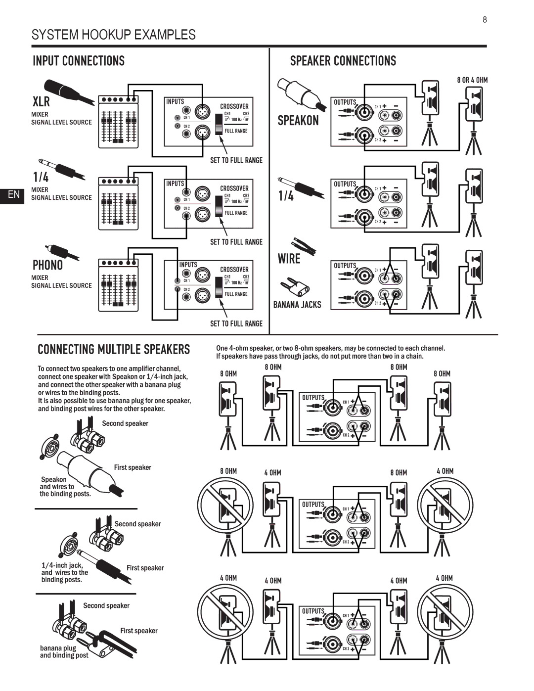 QSC Audio GX3, GX5, GX7 user manual System Hookup Examples 