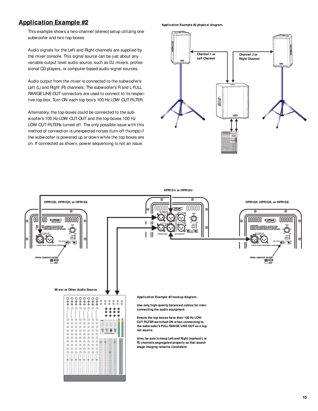 QSC Audio HPR122i, HPR152i, HPR153i, HPR151i, HPR181i user manual Application Example #2 