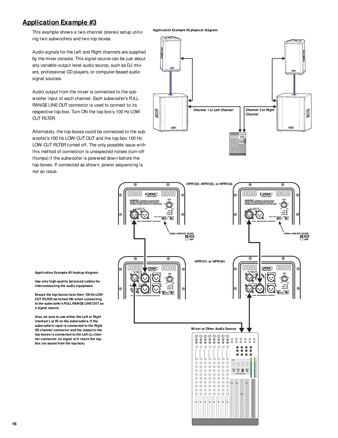 QSC Audio HPR122i, HPR152i, HPR153i, HPR151i, HPR181i user manual Application Example #3, CUT Filter 