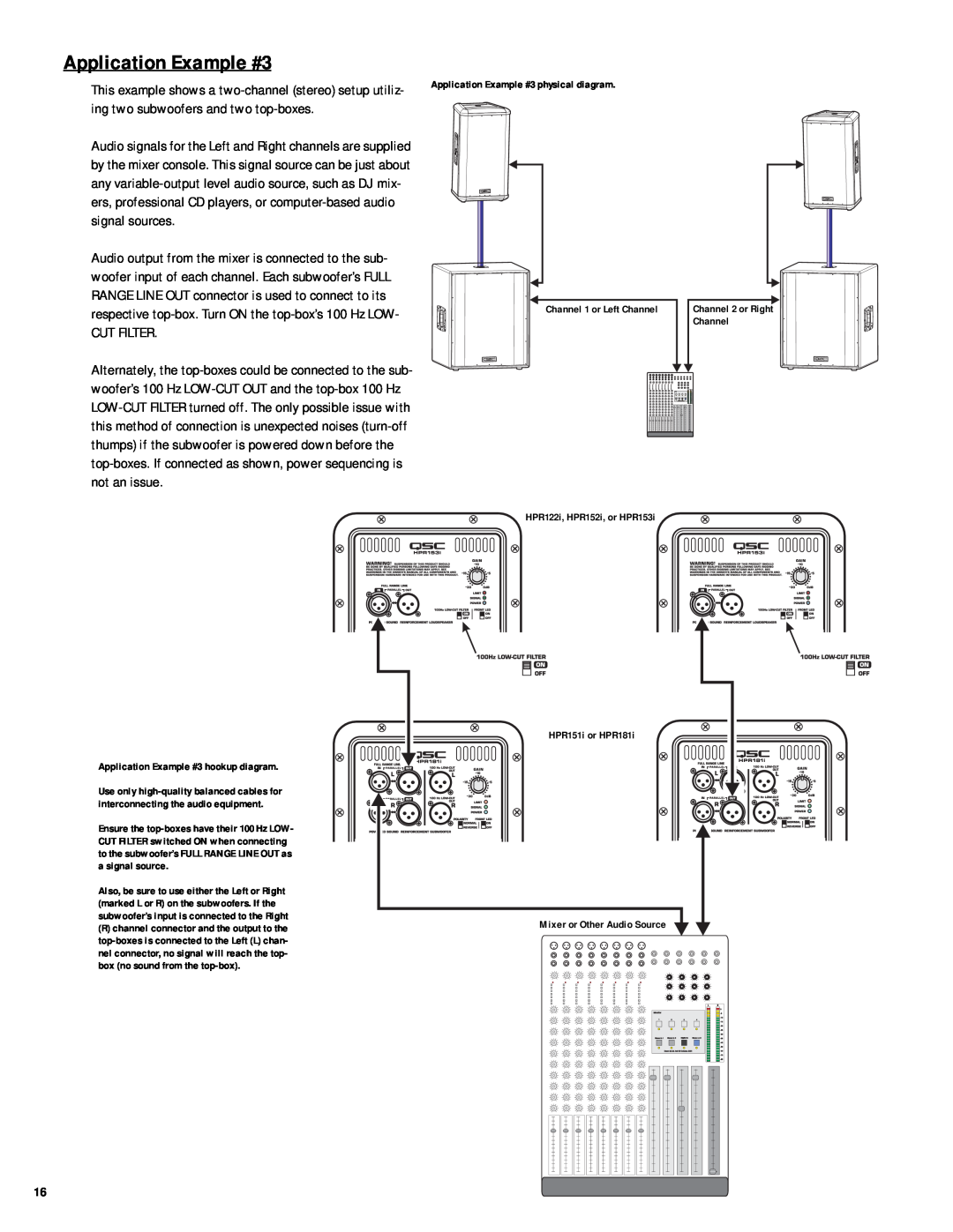 QSC Audio HPR122i, HPR152i, HPR153i, HPR151i, HPR181i user manual Application Example #3, Cut Filter 