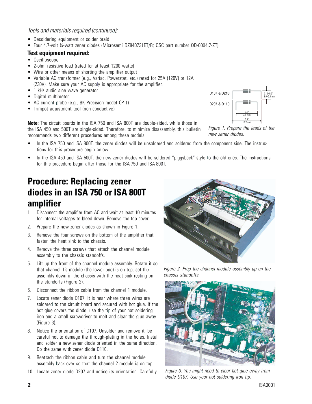 QSC Audio ISA 450, ISA 500T, ISA 800T, ISA 750 manual Tools and materials required, Test equipment required 