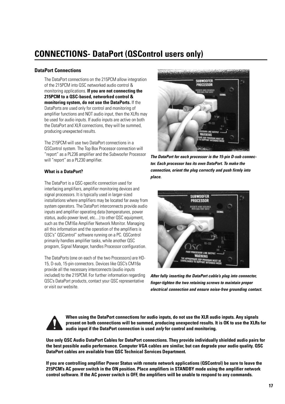 QSC Audio ISIS 215PCM user manual CONNECTIONS- DataPort QSControl users only, DataPort Connections, What is a DataPort? 