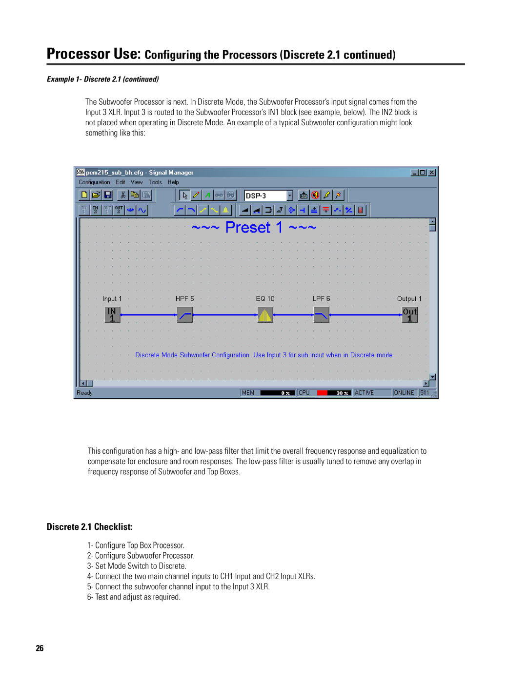 QSC Audio ISIS 215SB user manual Discrete 2.1 Checklist 