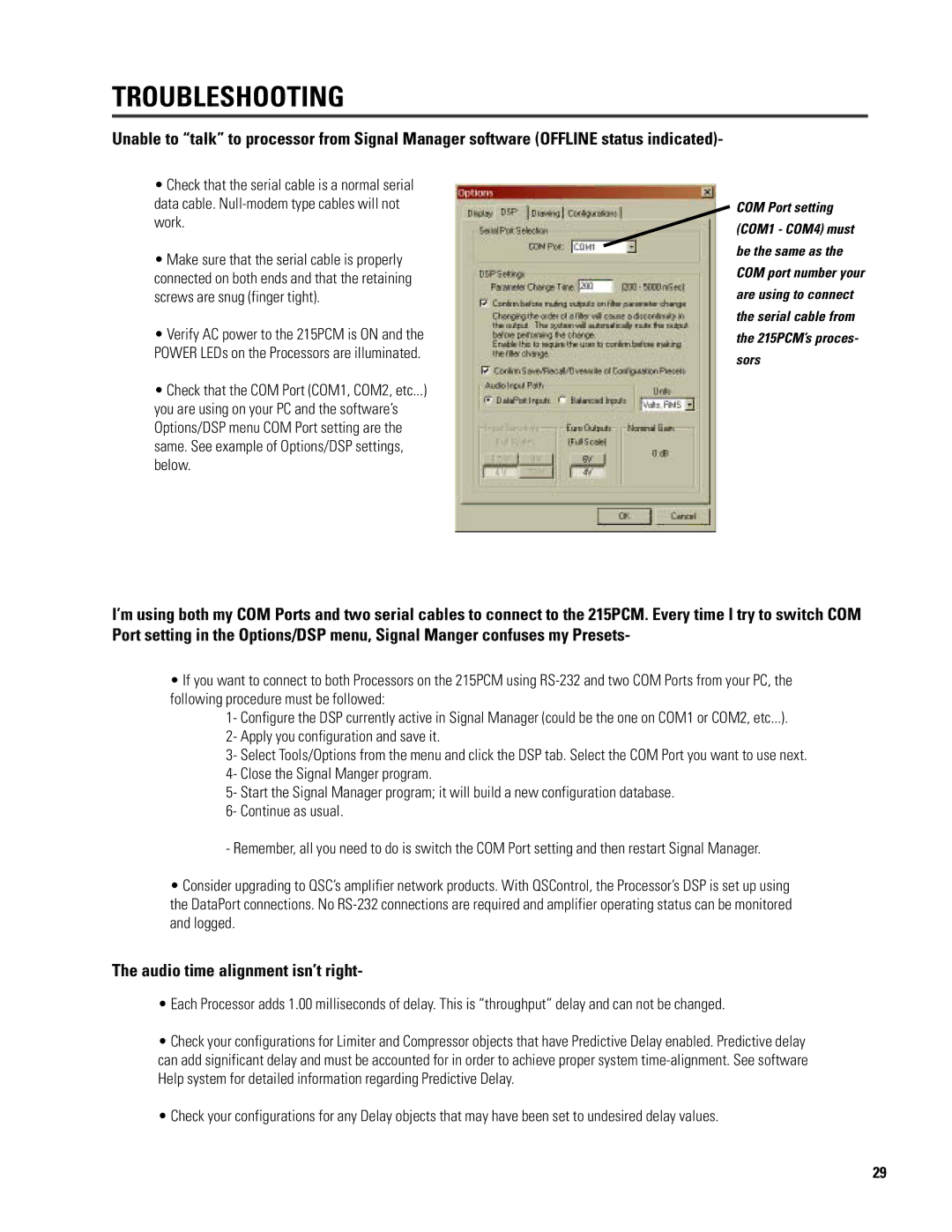 QSC Audio ISIS 215SB user manual Audio time alignment isn’t right 