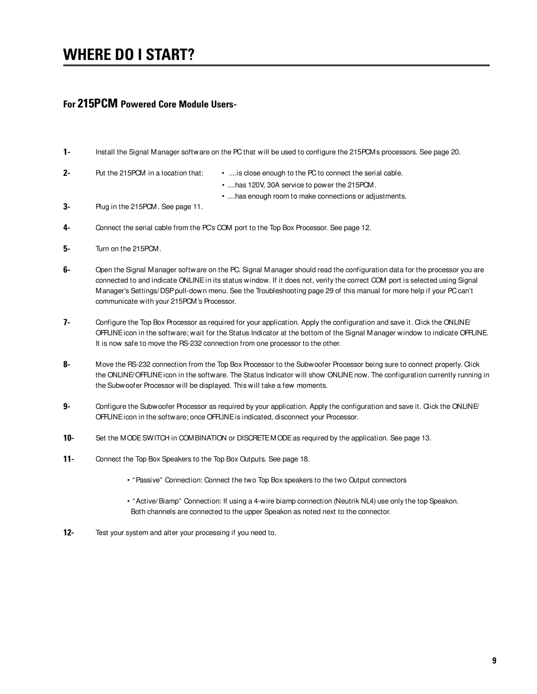 QSC Audio ISIS 215SB user manual For 215PCM Powered Core Module Users 