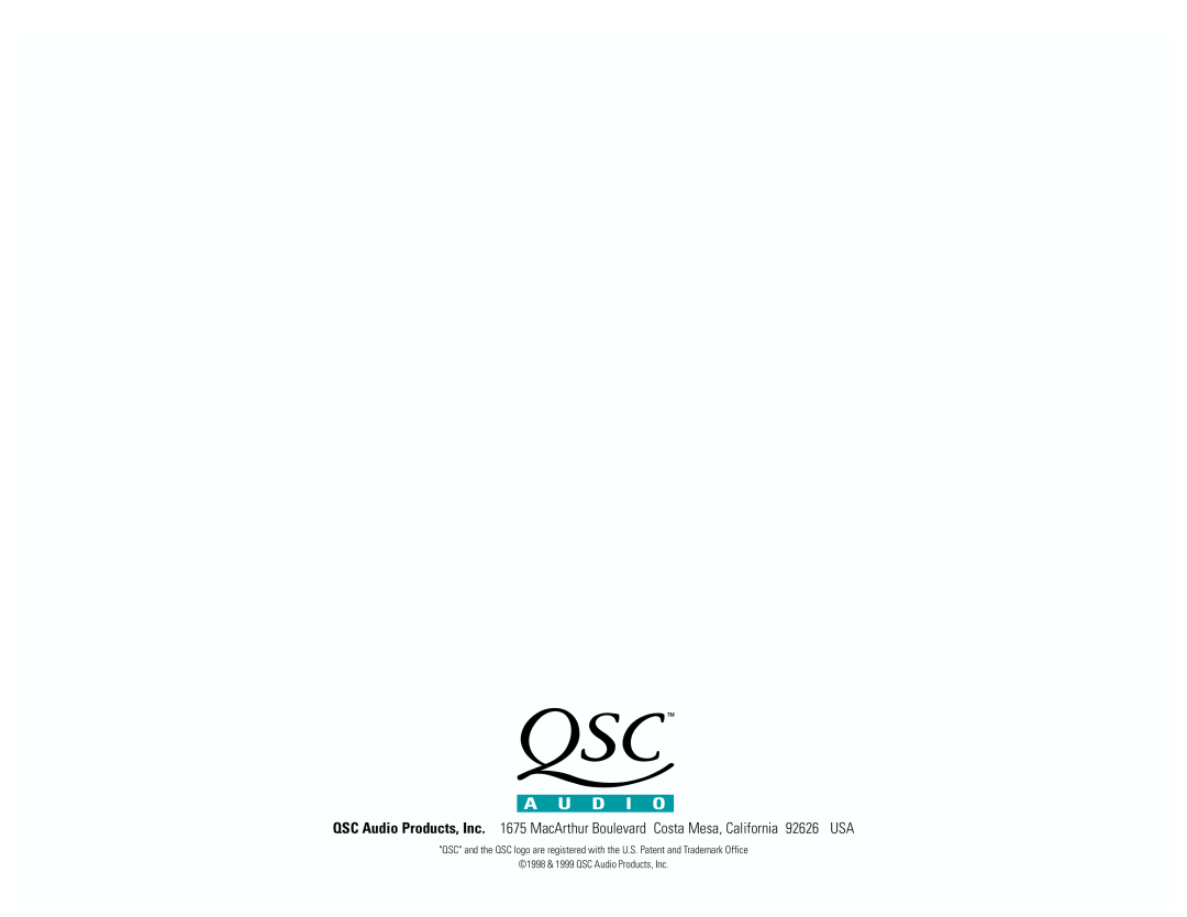 QSC Audio M PL-9.0PFC, M PL-6.0PFC user manual 1998 & 1999 QSC Audio Products, Inc 