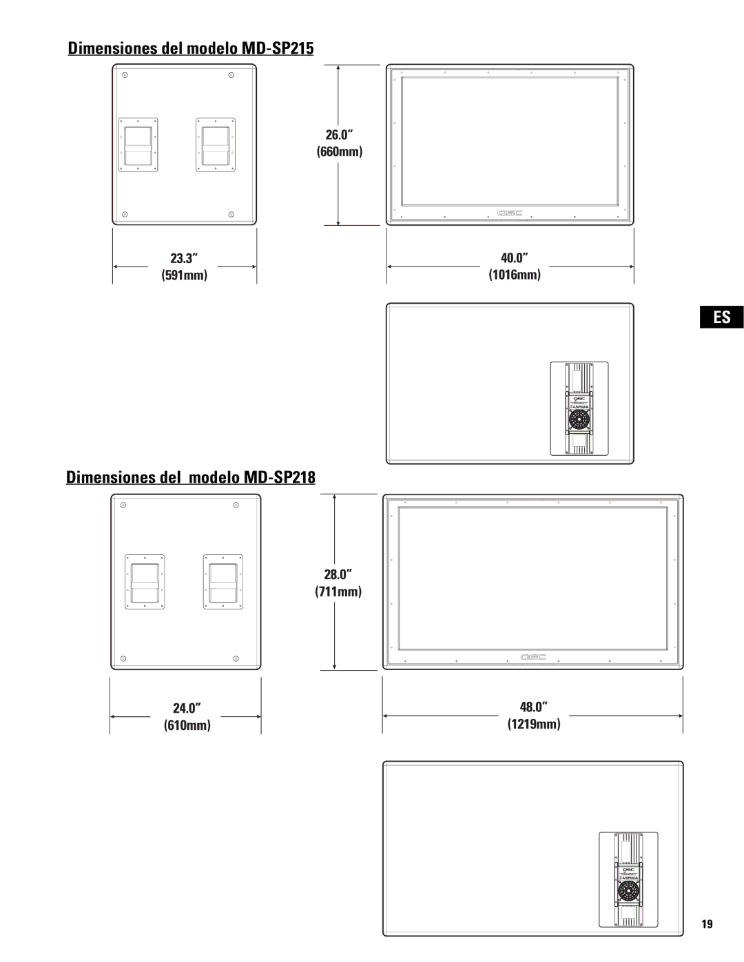 QSC Audio MD-SP218, MD-LP115, MD-SP215, MD-LP118 user manual 