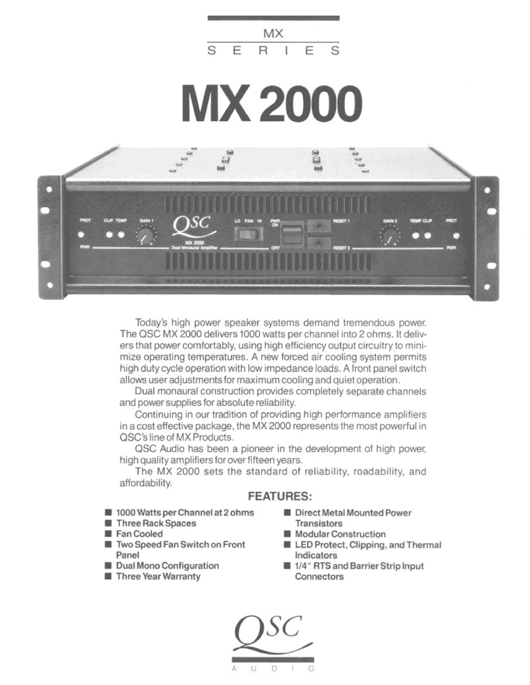 QSC Audio MX 2000 manual 