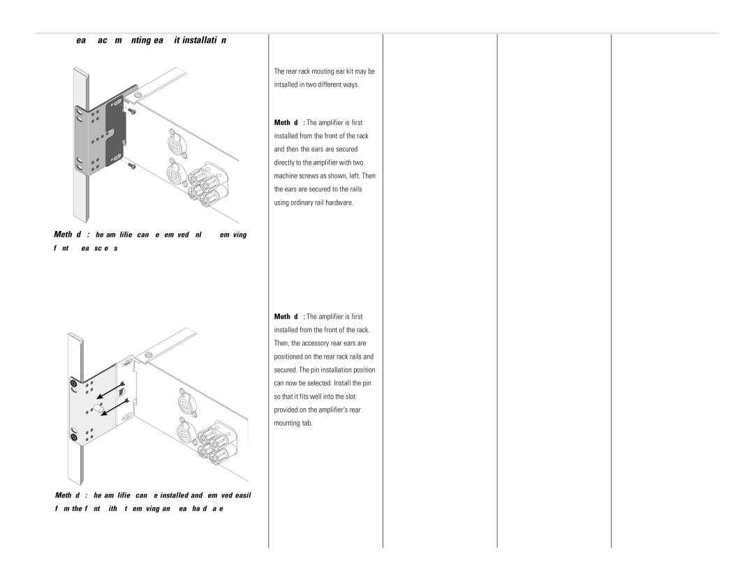 QSC Audio PL236, PL224, PL218, PL230 user manual Rear rack mounting ear kit installation 