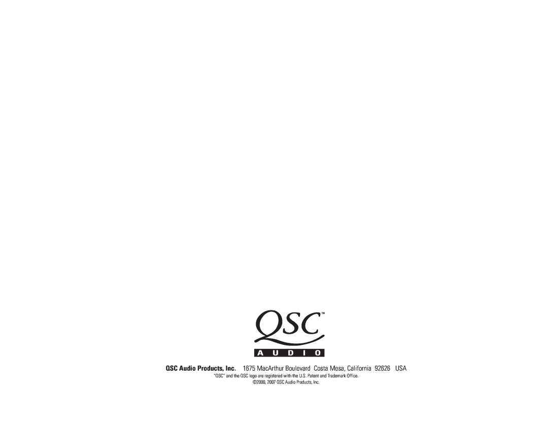 QSC Audio PL224A, PL230A, PL218A, PL236A user manual 2000, 2007 QSC Audio Products, Inc 