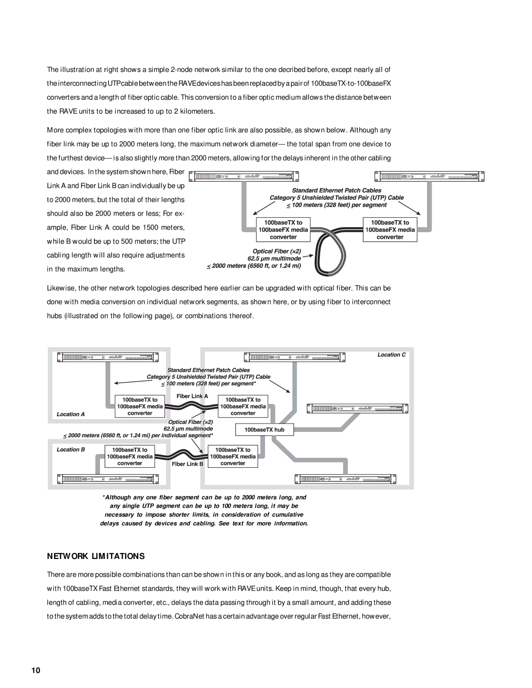 QSC Audio RAVE 80, RAVE 81, RAVE 161, RAVE 160, RAVE 188, RAVE 88 user manual Network Limitations, Maximum lengths 