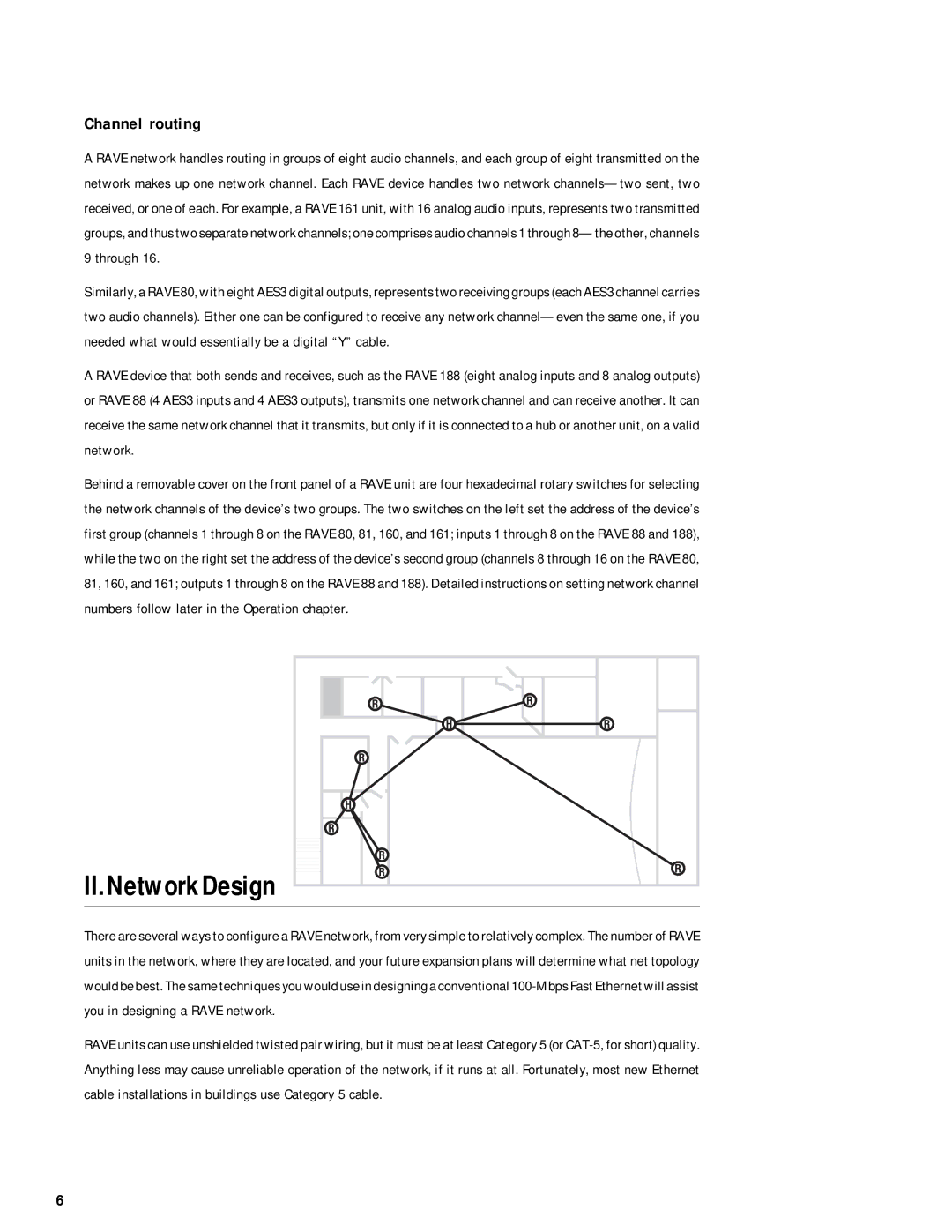 QSC Audio RAVE 161, RAVE 81, RAVE 160, RAVE 188, RAVE 88, RAVE 80 user manual II.NetworkDesign, Channel routing 