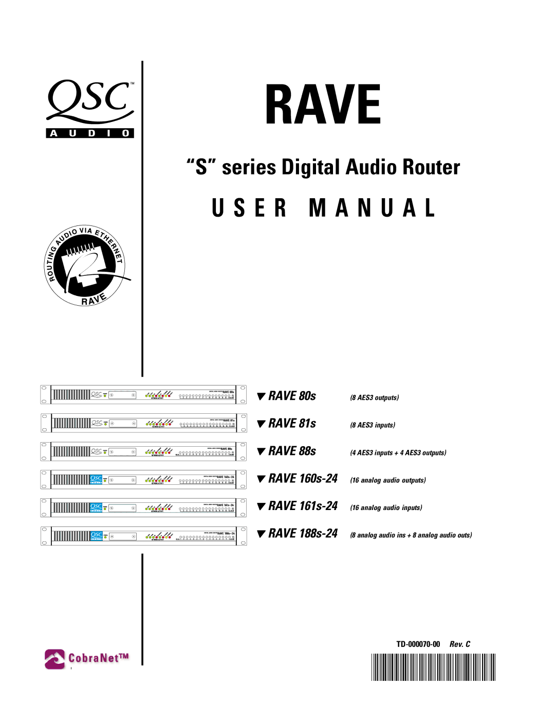 QSC Audio S series user manual Rave 