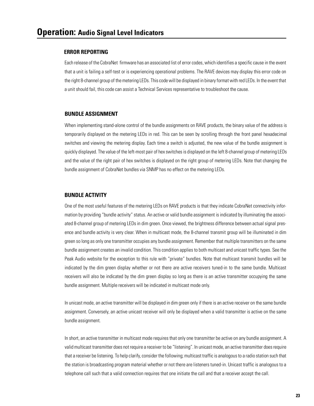 QSC Audio S series user manual Error Reporting, Bundle Assignment, Bundle Activity 