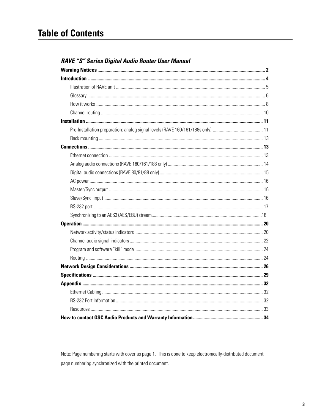 QSC Audio S series user manual Table of Contents 