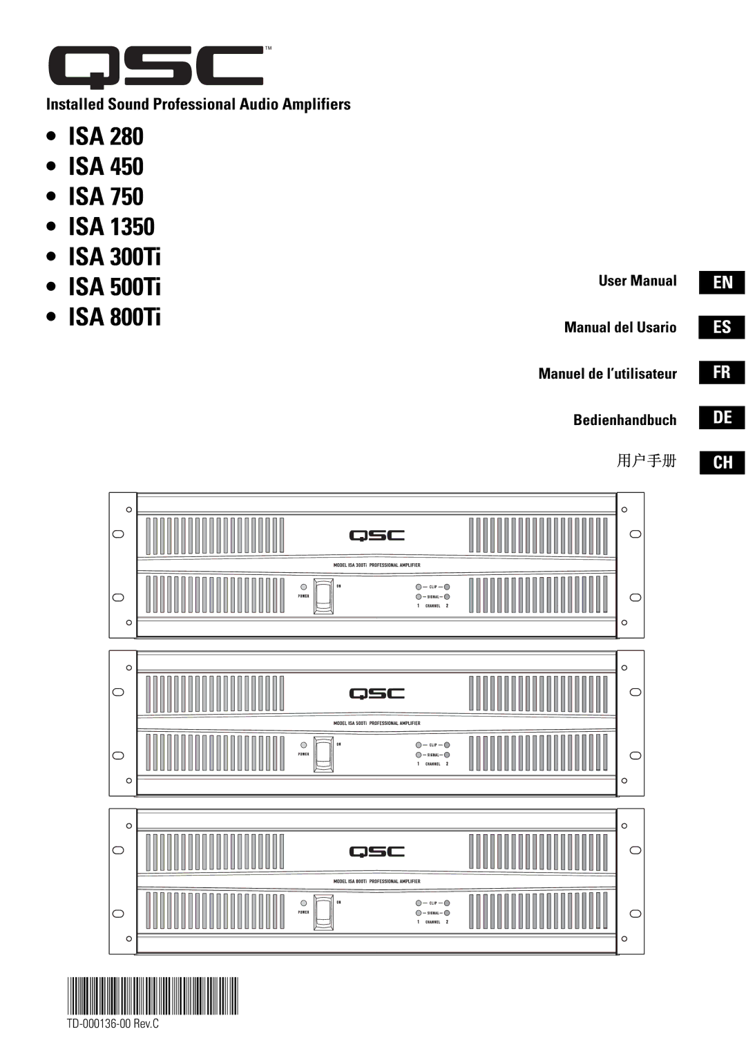 QSC Audio SA 1350 user manual Manual del Usario, Bedienhandbuch 