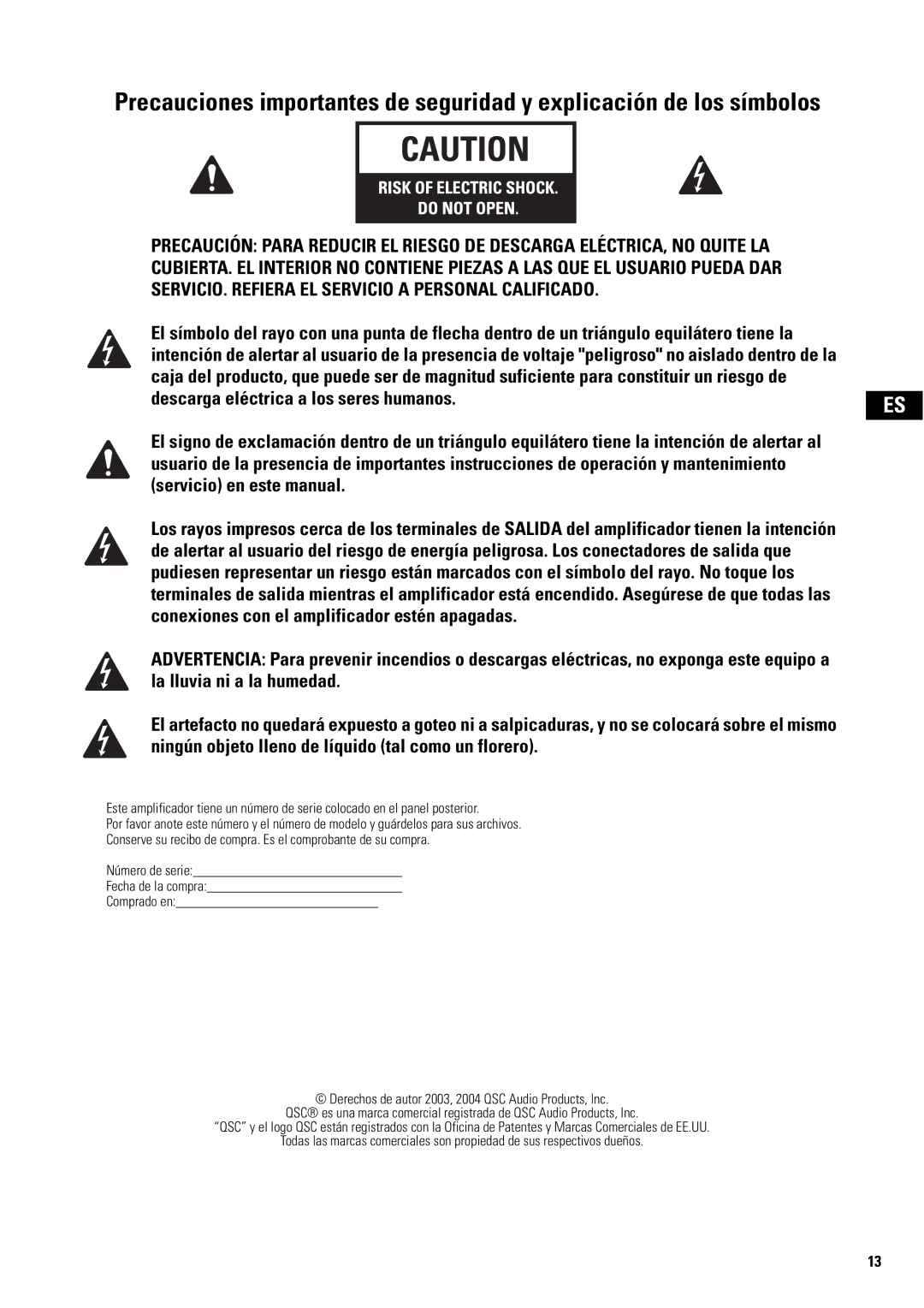 QSC Audio SA 1350 user manual 