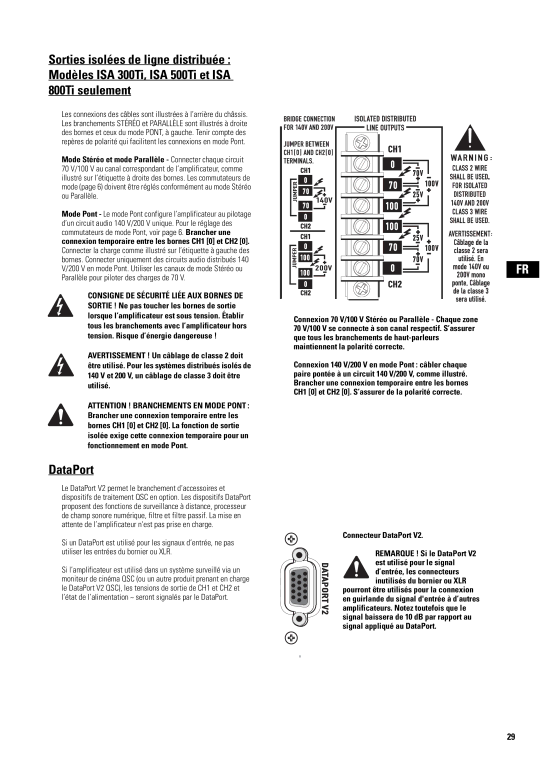 QSC Audio SA 1350 user manual Connecteur DataPort 