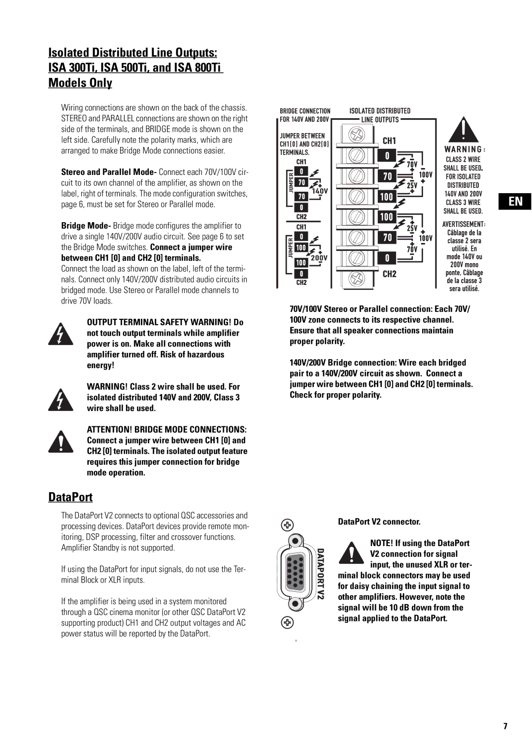 QSC Audio SA 1350 user manual DataPort V2 connector 