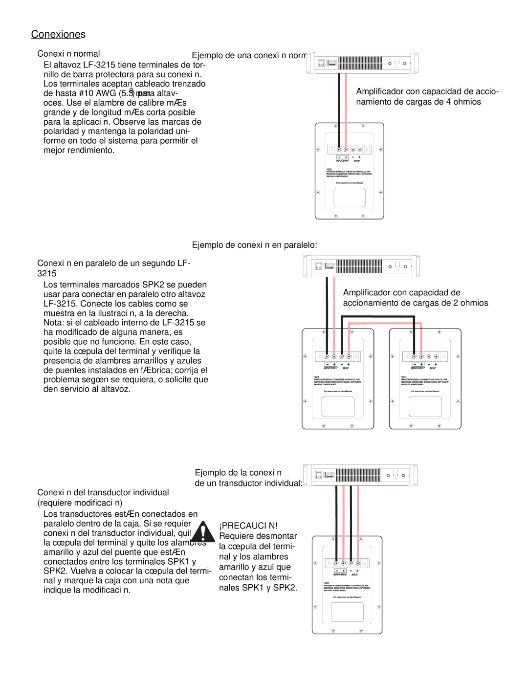 QSC Audio SC-322 specifications Conexión normal, Conexión en paralelo de un segundo LF 