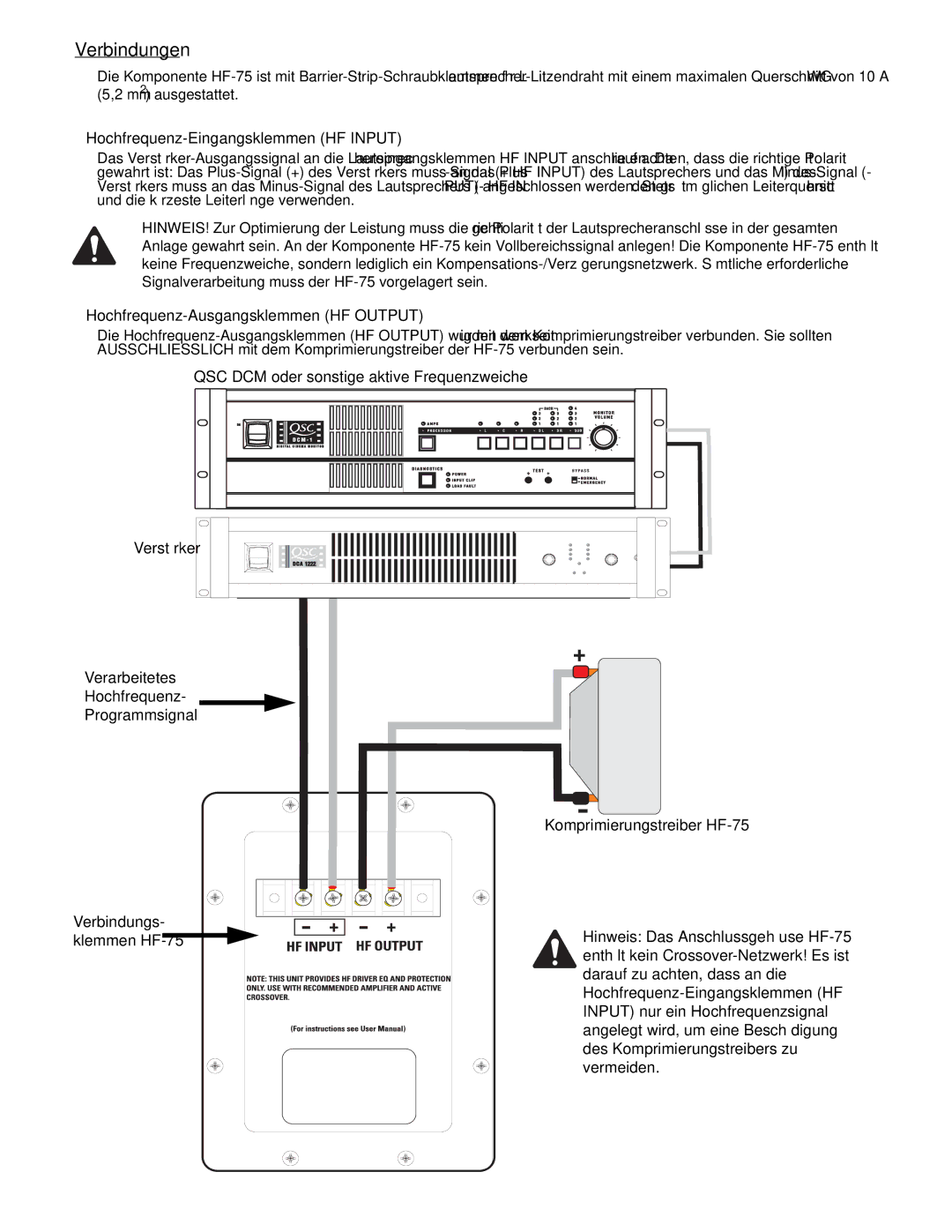 QSC Audio SC-412 specifications Verbindungen 