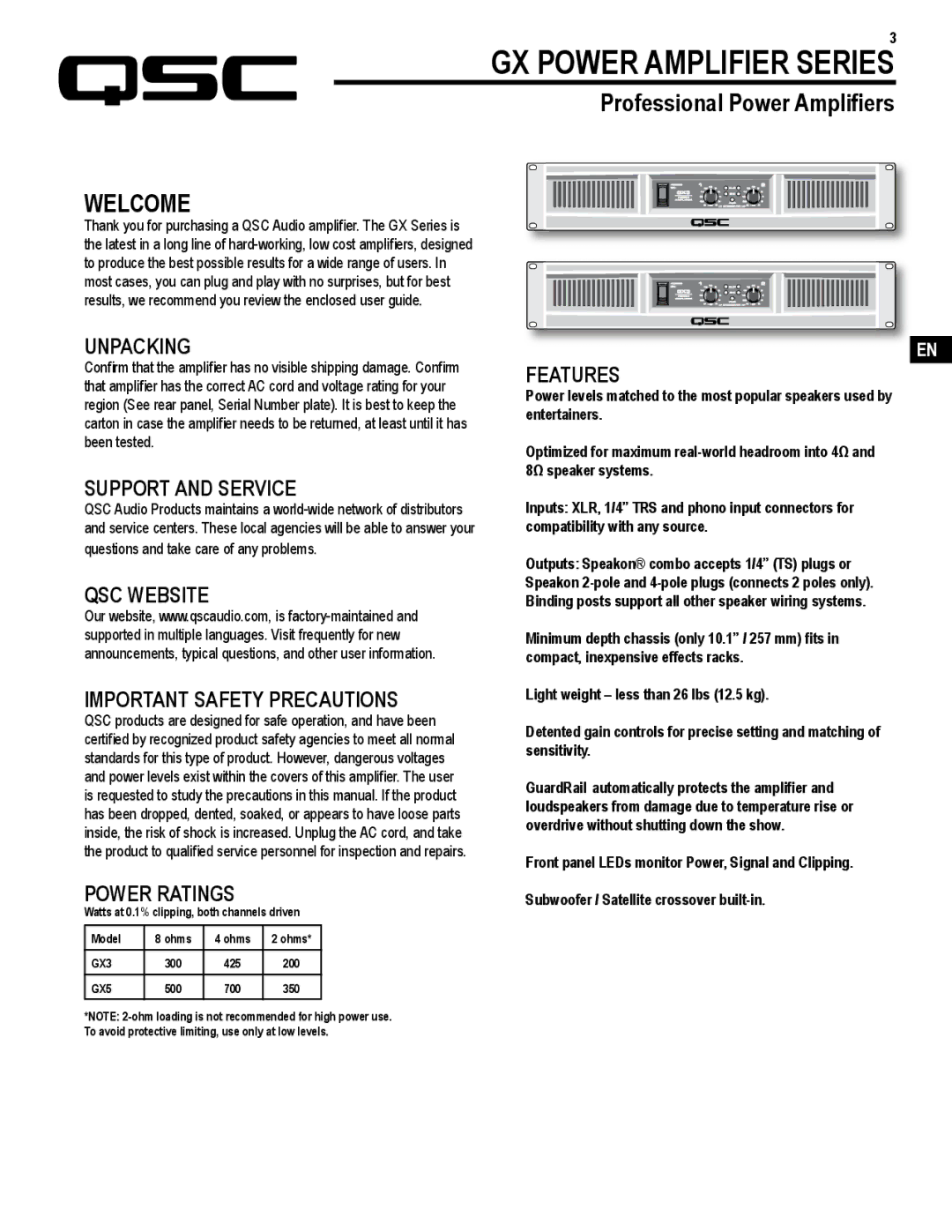 QSC Audio TD-000271-01 user manual Welcome, Unpacking 