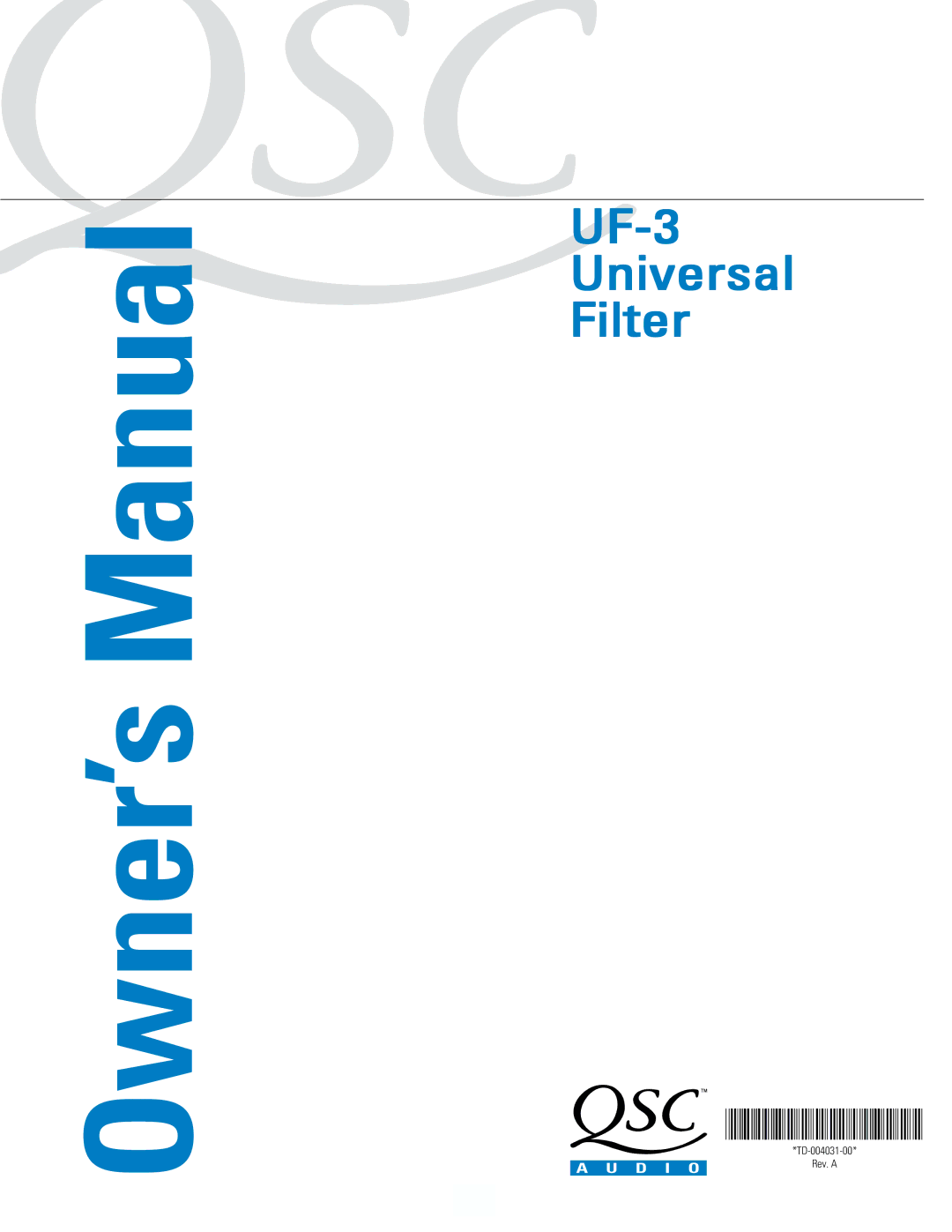 QSC Audio owner manual UF-3 Universal Filter 