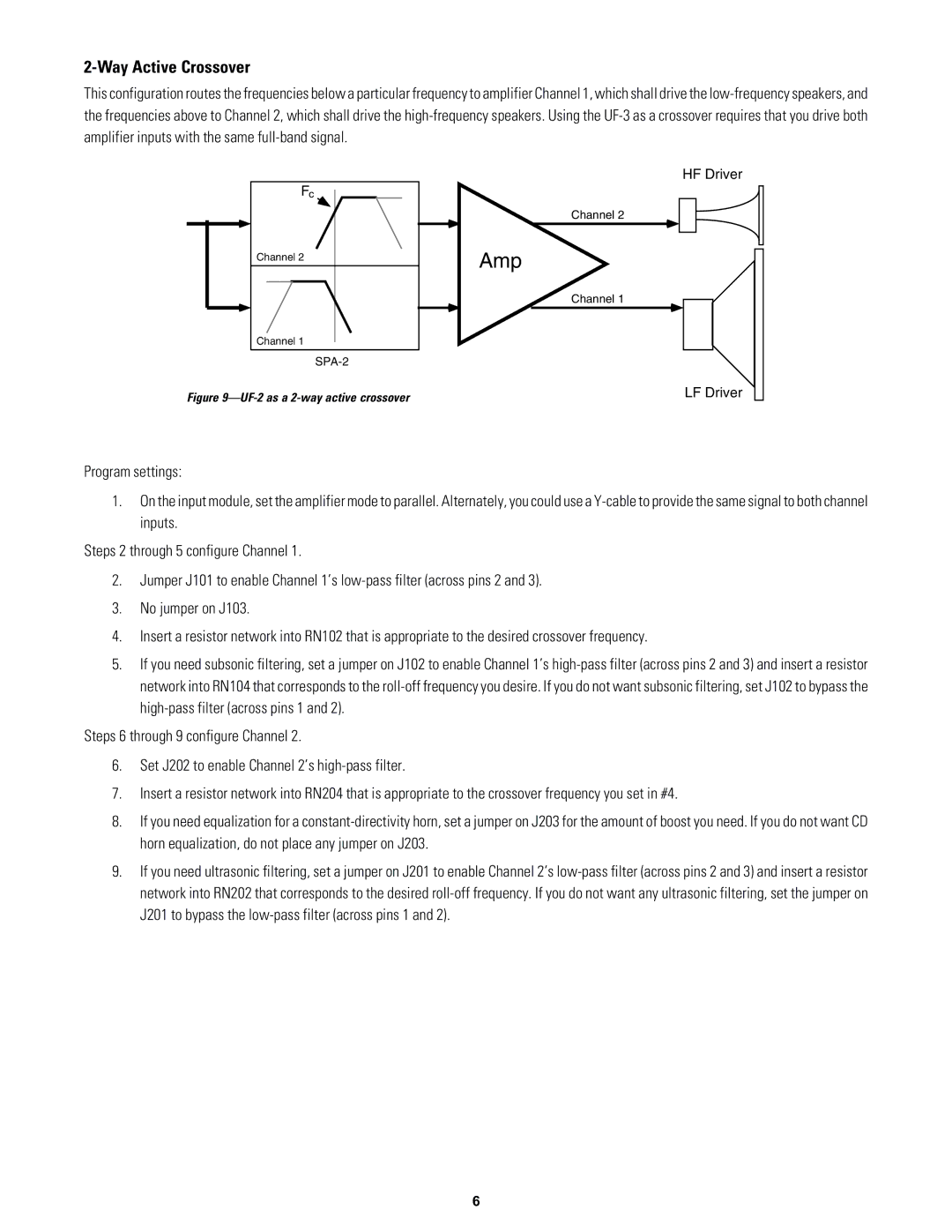 QSC Audio UF-3 owner manual Amp, Way Active Crossover 