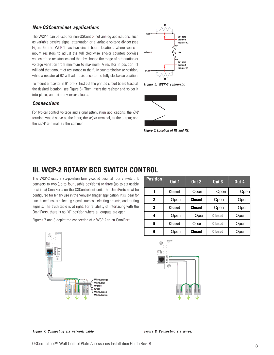 QSC Audio WCP-1 manual III. WCP-2 Rotary BCD Switch Control, Non-QSControl.net applications, Connections 