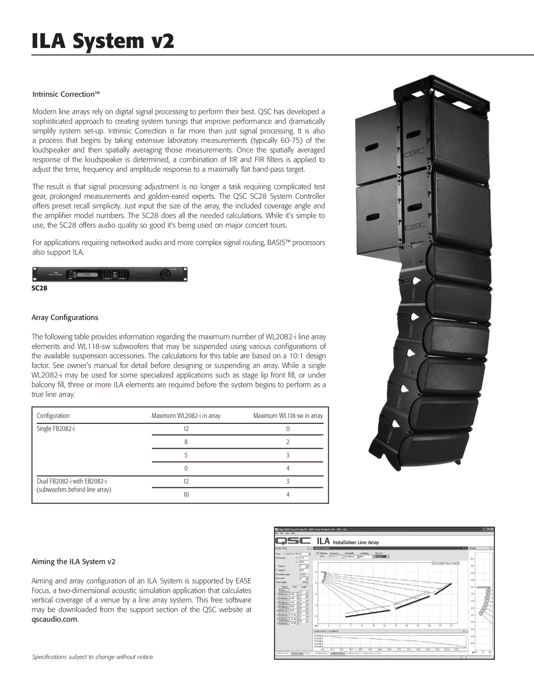 QSC Audio WL-2082-i, WL118-SW owner manual ILA System, Intrinsic Correction 