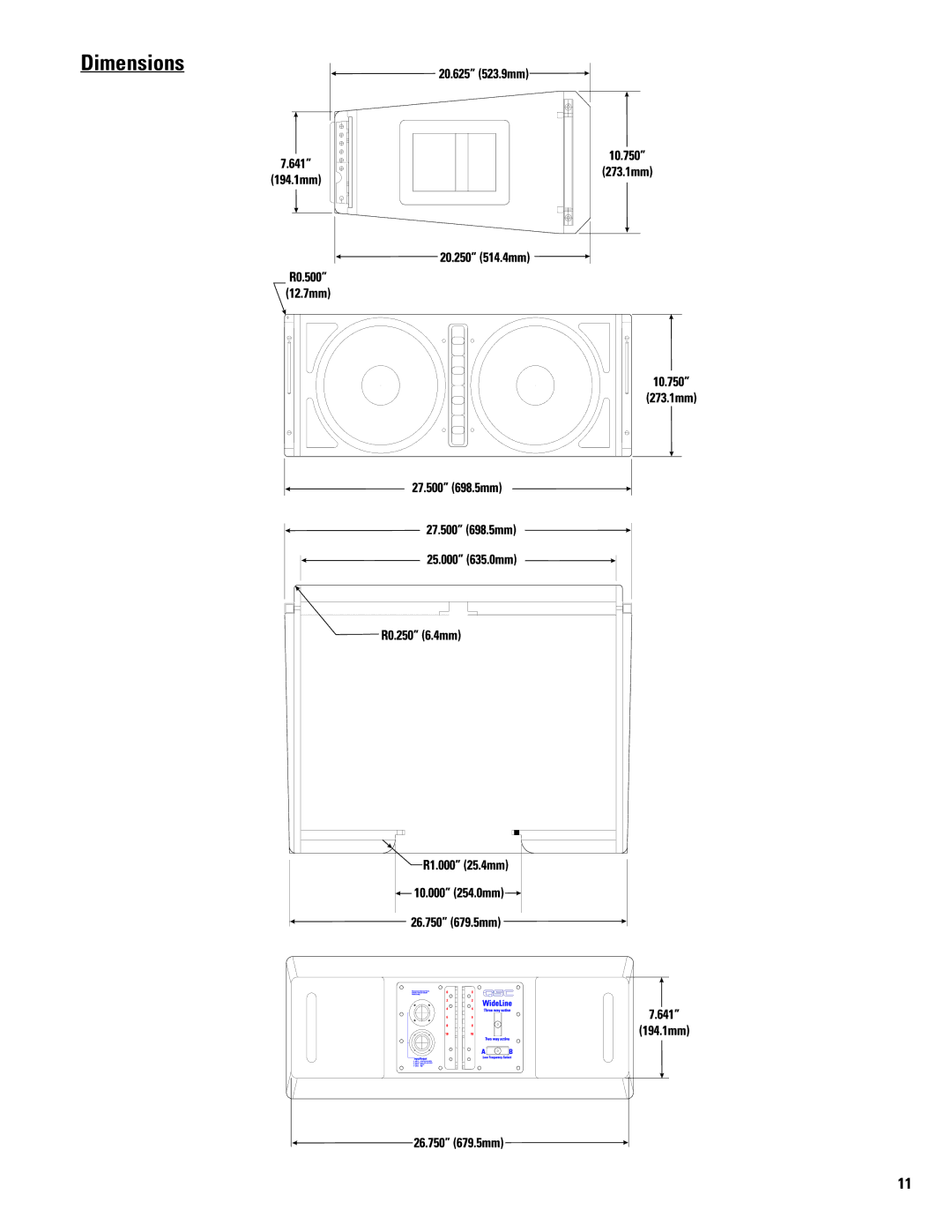 QSC Audio WL 2102 user manual Dimensions 