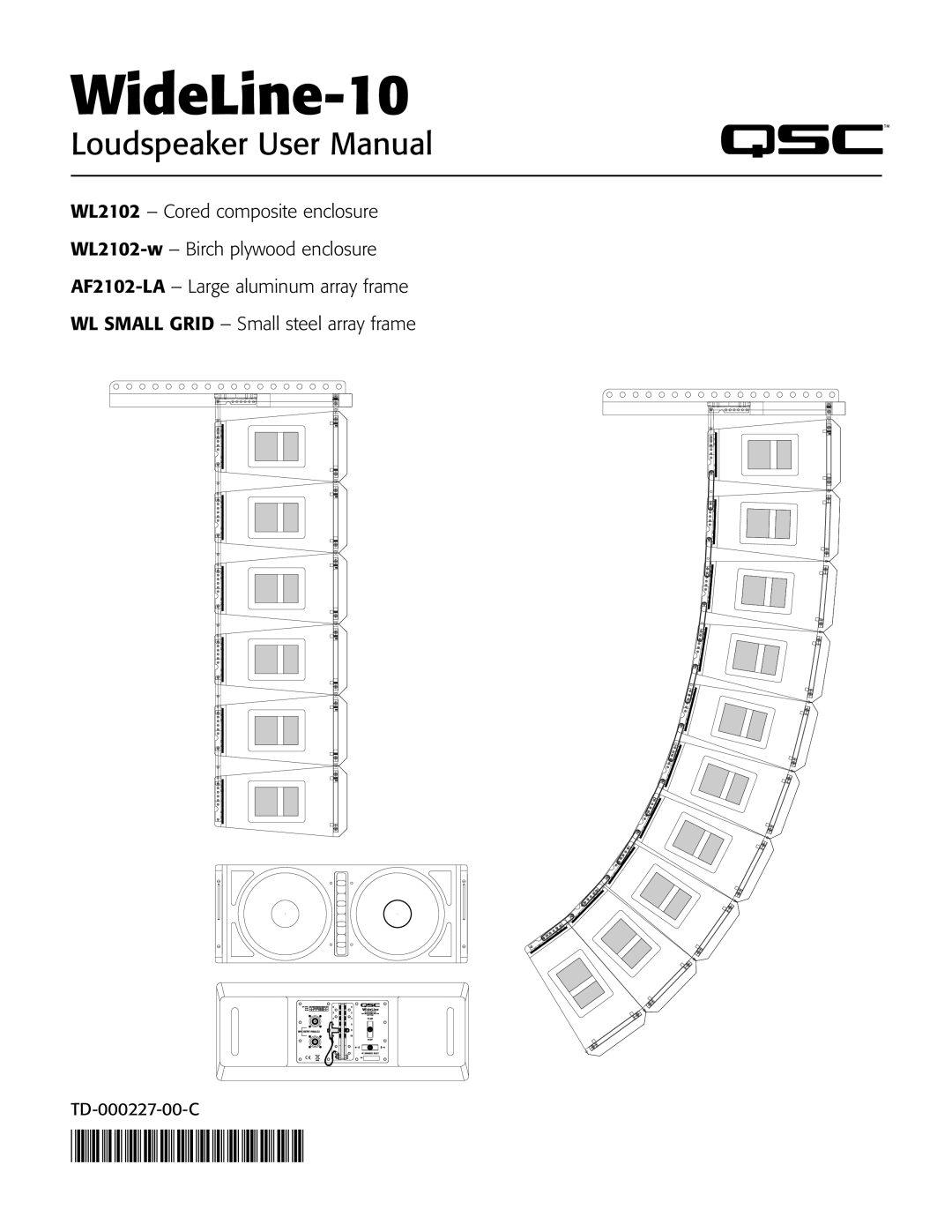 QSC Audio WL Small Grid, WL2102-w, TD-000-227-00-C, AF2102-LA user manual WideLine-10 