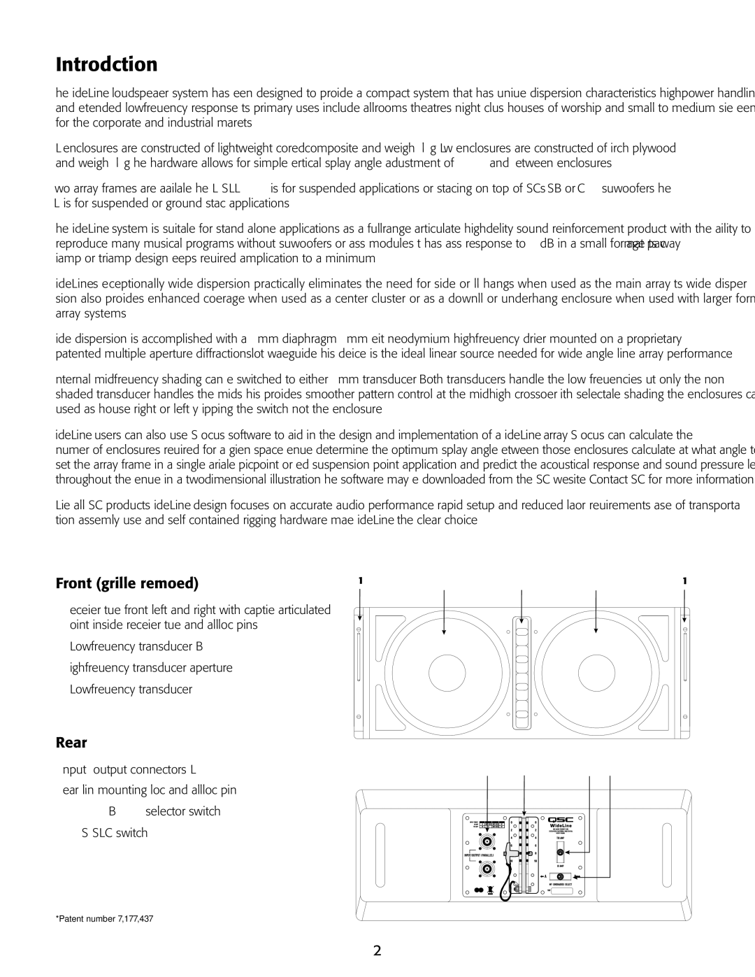 QSC Audio AF2102-LA, WL2102-w, WL Small Grid, TD-000-227-00-C user manual Introduction, Front grille removed, Rear 