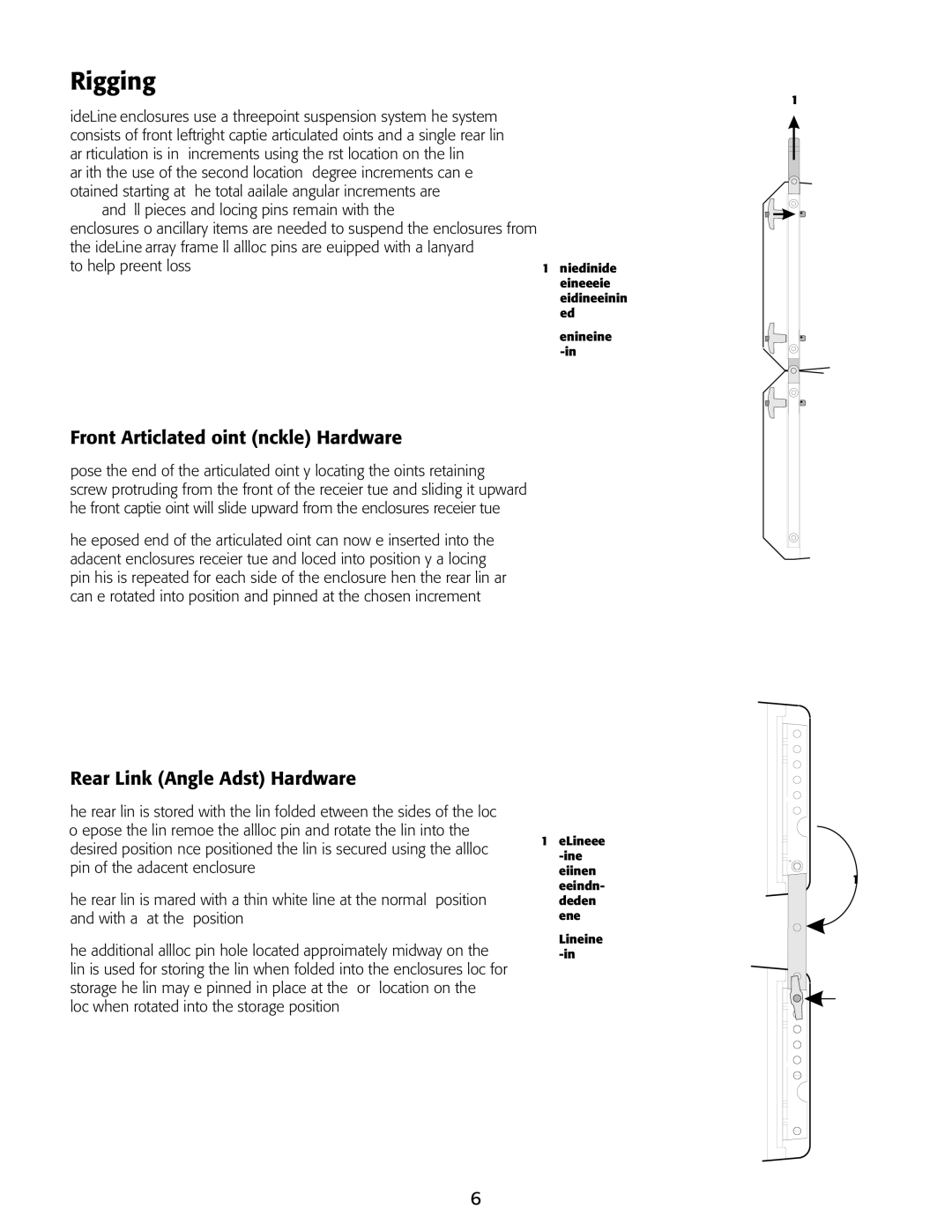 QSC Audio AF2102-LA, WL2102-w, WL Small Grid Front Articulated Joint Knuckle Hardware, Rear Link Angle Adjust Hardware 